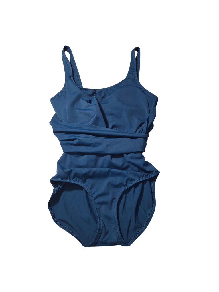 Speedo Womens 26 Blue One-Piece Swimsuit Nylon Spandex Scoop Back 4350